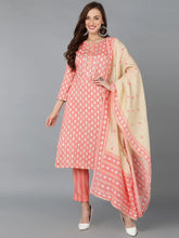 Women Cotton Abstract Printed Kurta Trousers-VKSKD1424A